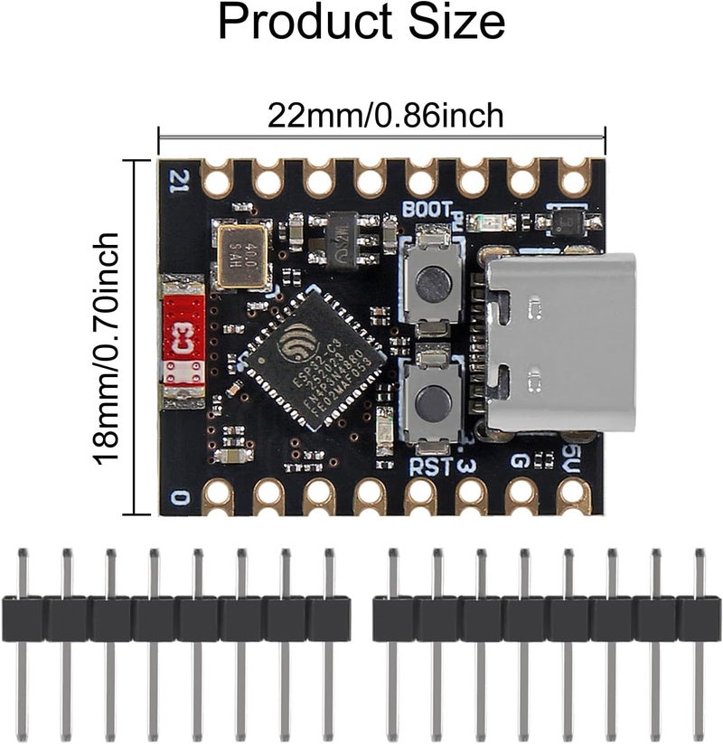 AiTrip ESP32-C3 Mini Development Board, 4MB Flash Core Board ESP32 Super Mini Development Board ESP32 Development Board WiFi Bluetooth (2PCS) - Image 4